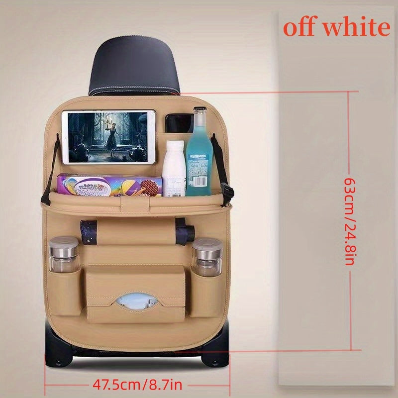 Car Multifunctional Rear Seat Organizer Includes Foldable Table Board and Car Dining Tray