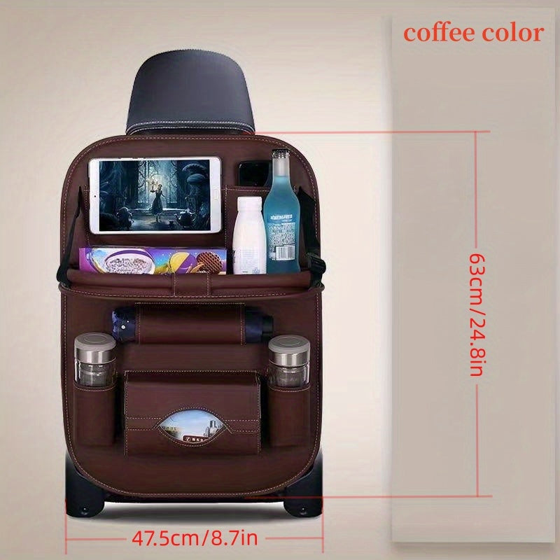 Car Multifunctional Rear Seat Organizer Includes Foldable Table Board and Car Dining Tray