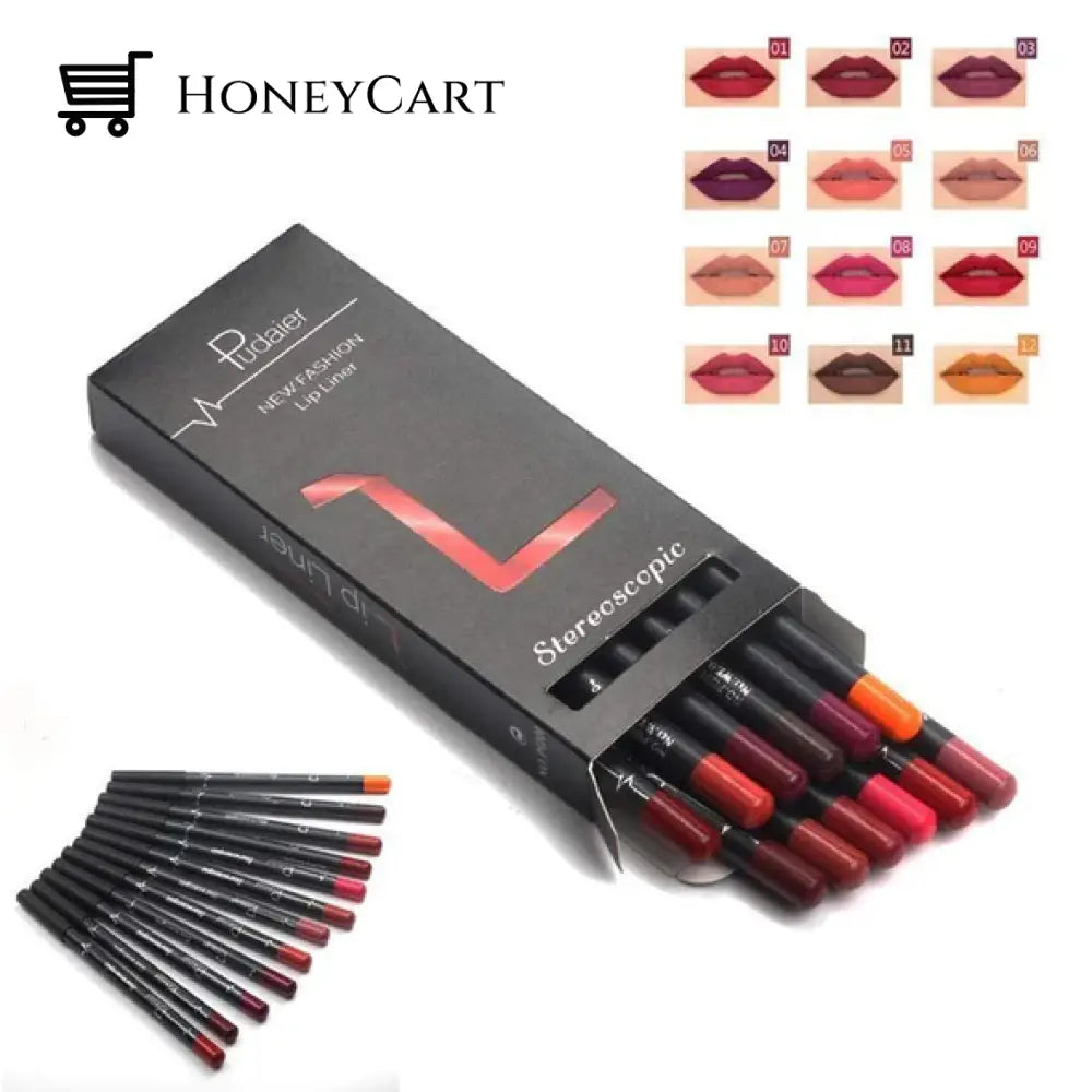 12 Colors Lip Liner Pencil Waterproof Non Marking Lipstick