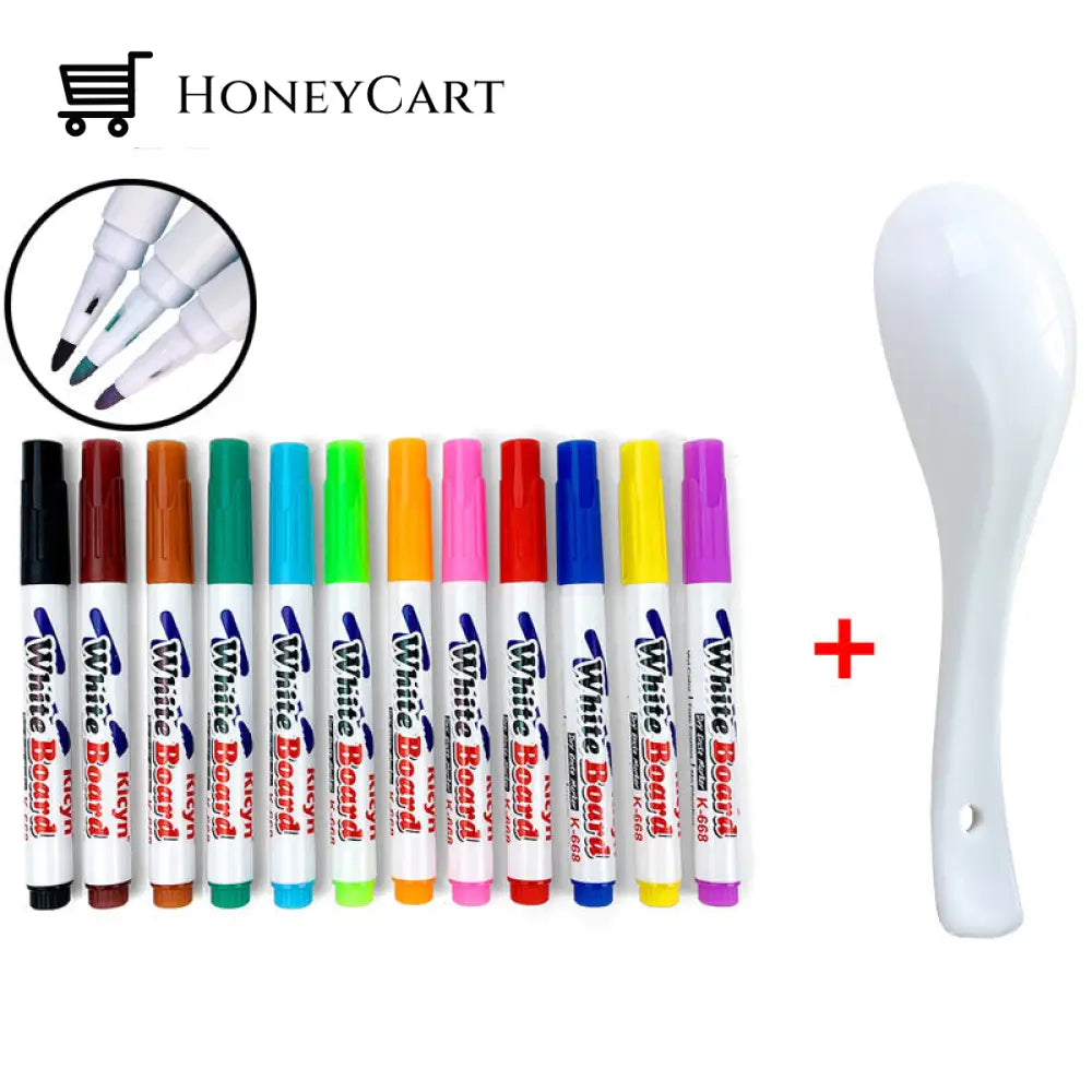 12 Colors Magical Water Painting Pen Set + Ceramic Spoon