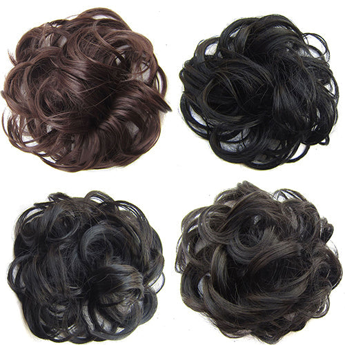 Women Wavy Curly Bun Synthetic Bud Hair Extension Messy Hair Hairpieces