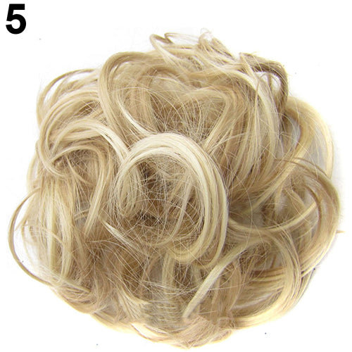 Women Wavy Curly Bun Synthetic Bud Hair Extension Messy Hair Hairpieces
