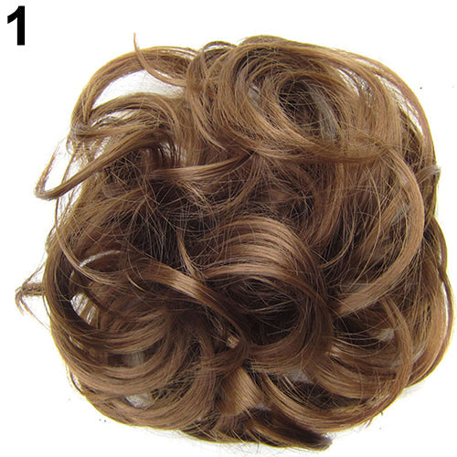 Women Wavy Curly Bun Synthetic Bud Hair Extension Messy Hair Hairpieces