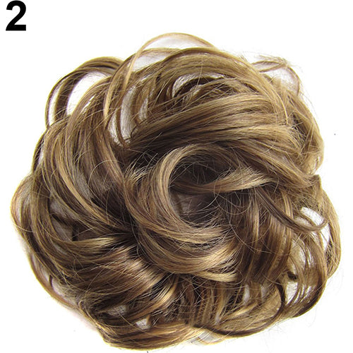 Women Wavy Curly Bun Synthetic Bud Hair Extension Messy Hair Hairpieces