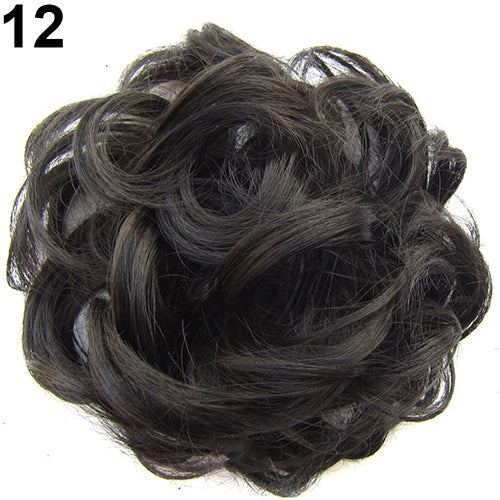 Women Wavy Curly Bun Synthetic Bud Hair Extension Messy Hair Hairpieces