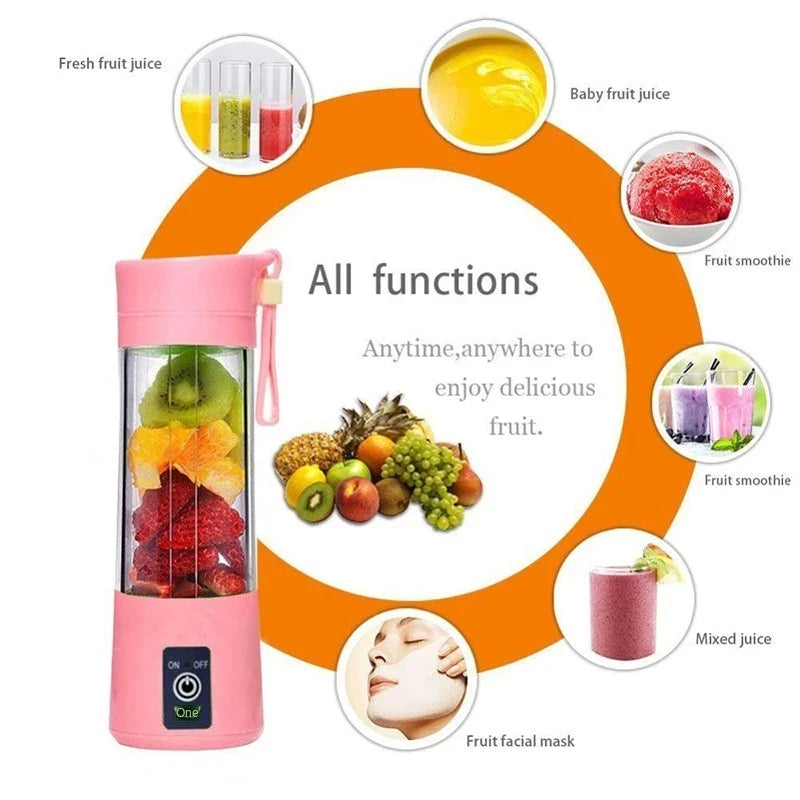 Portable Blender 2 Blade Cutter USB Mixer Electric Juicer Machine Smoothie Blender Mini Food Personal Handheld Mixer