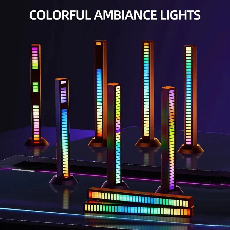 FTOYIN 32Led Music Rhythm Light USB Rechargeable APP Control RGB Symphony Sound Control Light Bar For Game Car Desktop Decor