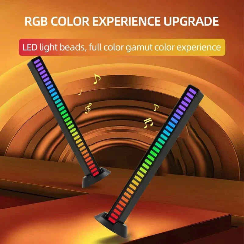 FTOYIN 32Led Music Rhythm Light USB Rechargeable APP Control RGB Symphony Sound Control Light Bar For Game Car Desktop Decor