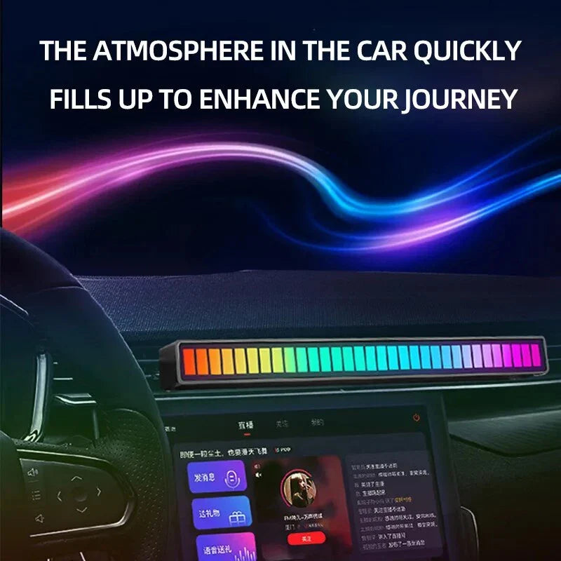FTOYIN 32Led Music Rhythm Light USB Rechargeable APP Control RGB Symphony Sound Control Light Bar For Game Car Desktop Decor