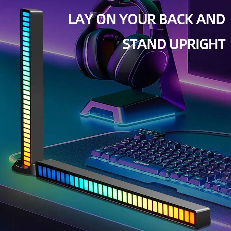FTOYIN 32Led Music Rhythm Light USB Rechargeable APP Control RGB Symphony Sound Control Light Bar For Game Car Desktop Decor