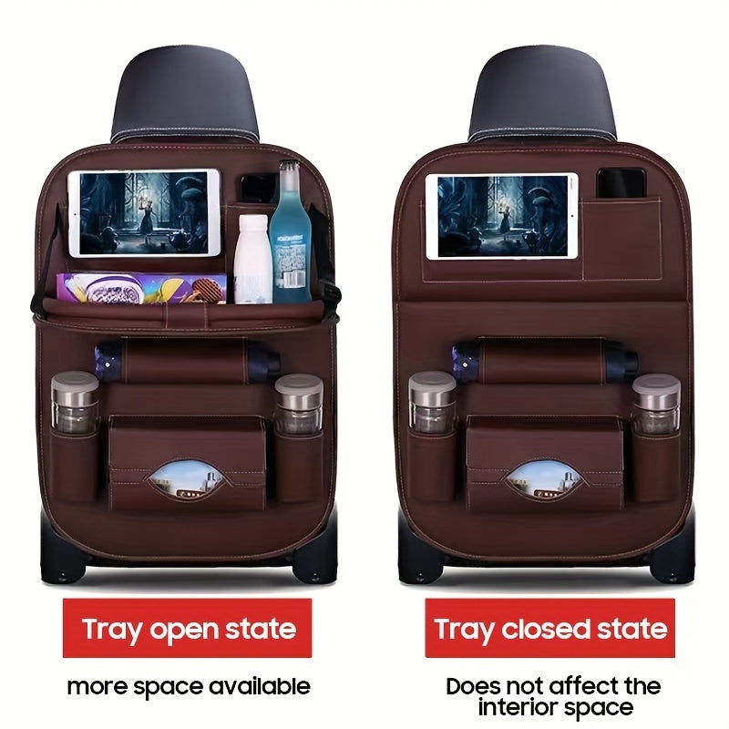 Car Multifunctional Rear Seat Organizer Includes Foldable Table Board and Car Dining Tray