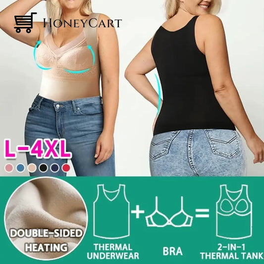 2 In 1 Built Bra Thermal Underwear Beige / L (88 Lb-109Lb) Underwear