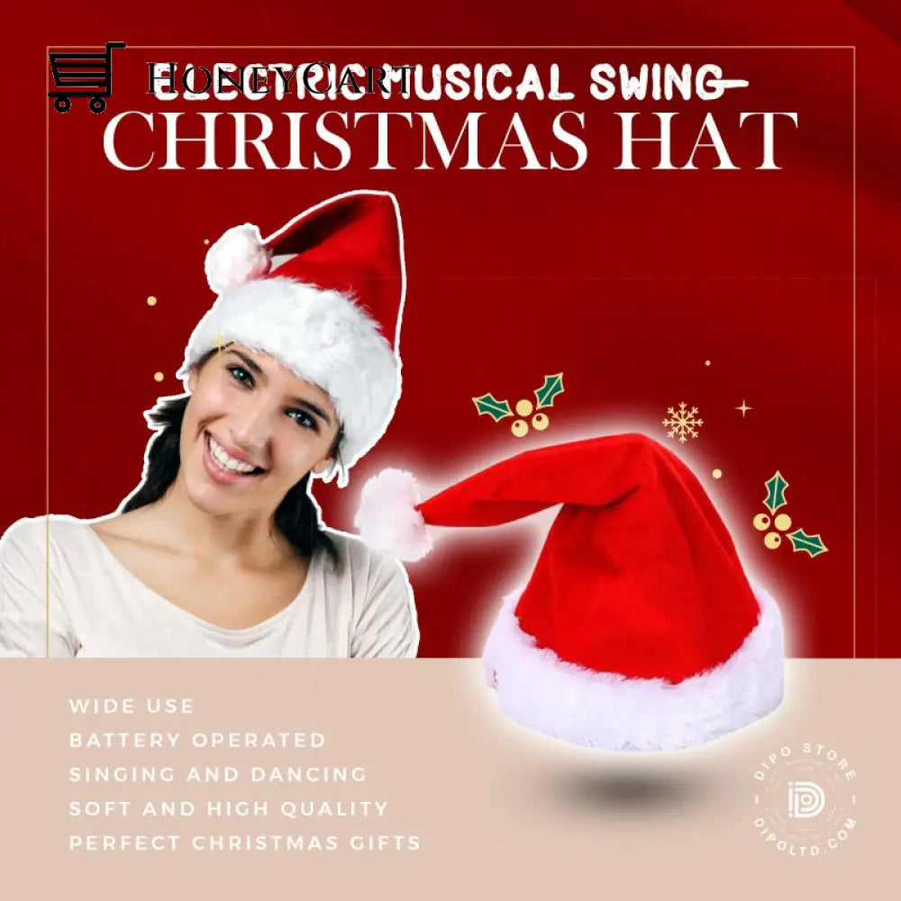 2023 Best Gift To Family Electric Musical Swing Christmas Hat