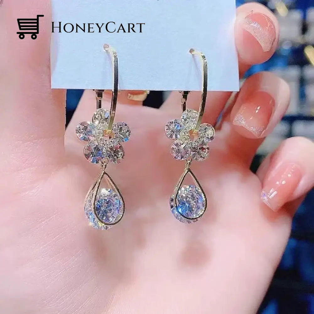 2023 Fashion Flower Crystal Earrings Tool