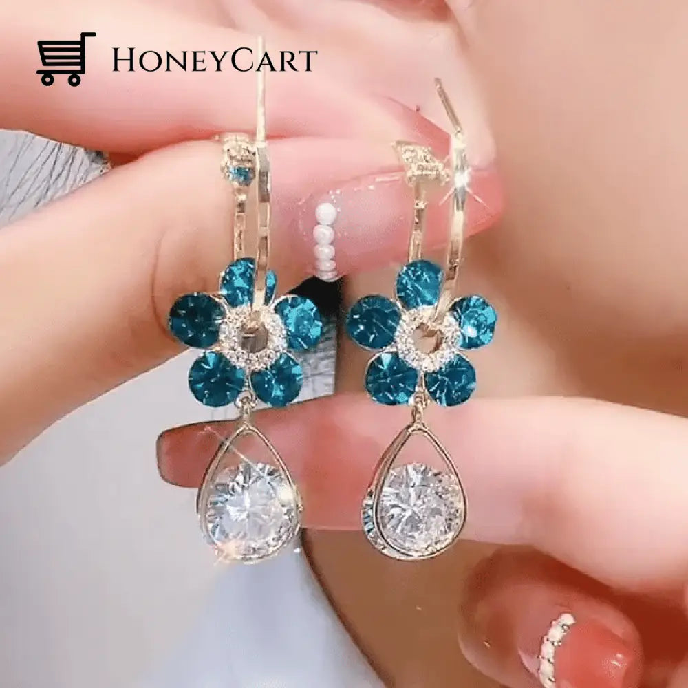 2023 Fashion Flower Crystal Earrings Tool