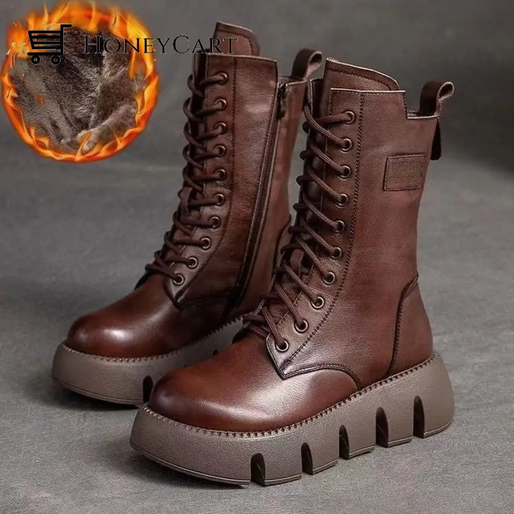 2023 Neue Modische Damenstiefel Braun / 35 Beauty& Health