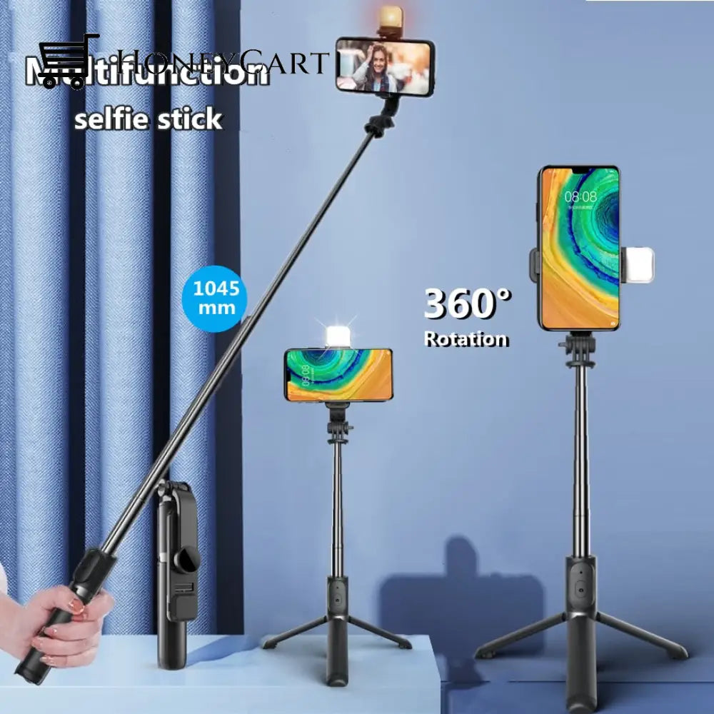 2023 New All In One Expandable Portable Iphone Tripod Selfie Stick Black / Standard Edition