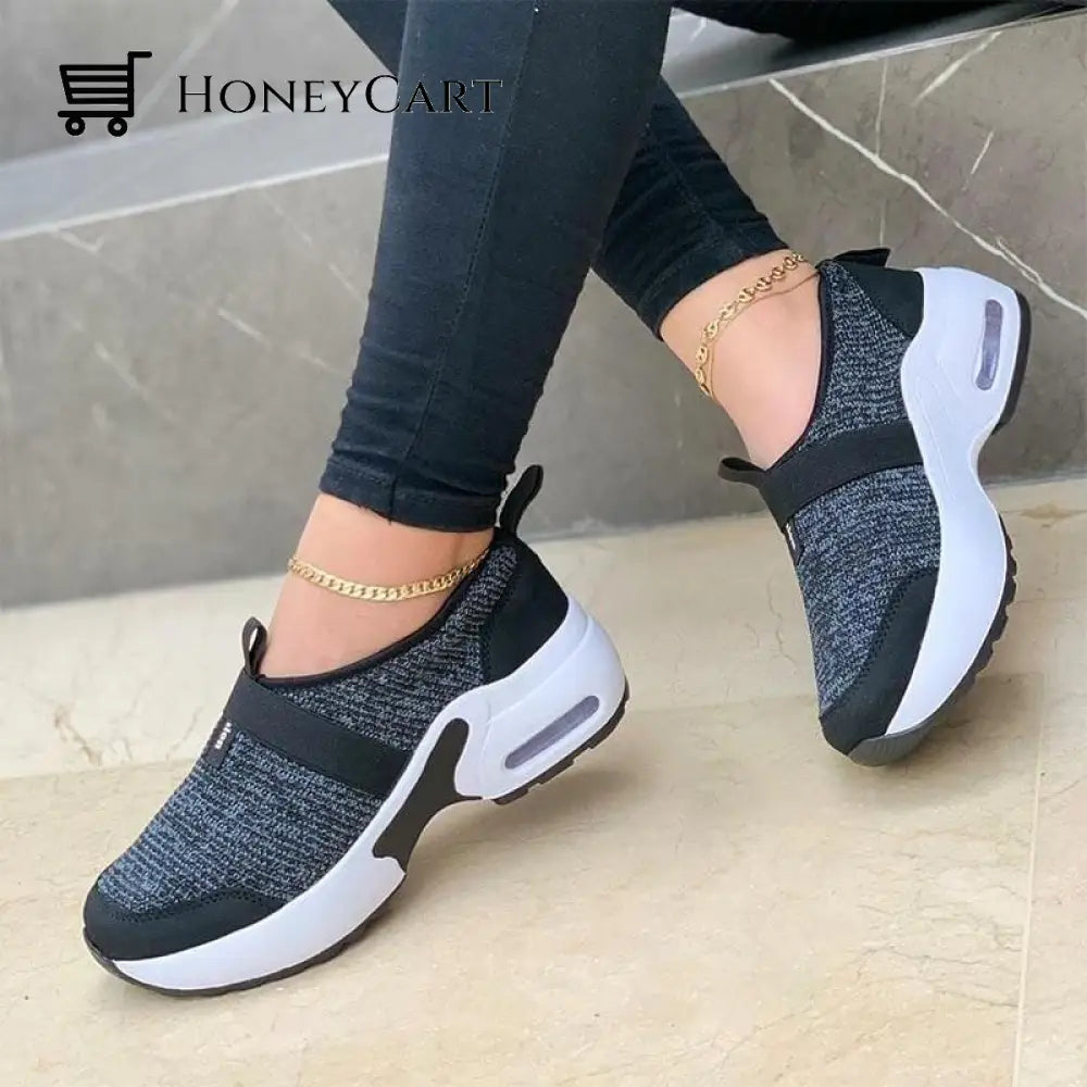 2023 New Thick Bottom Slope Heel Casual Womens Shoes Black / Us-5 Orthopedic & Sandals