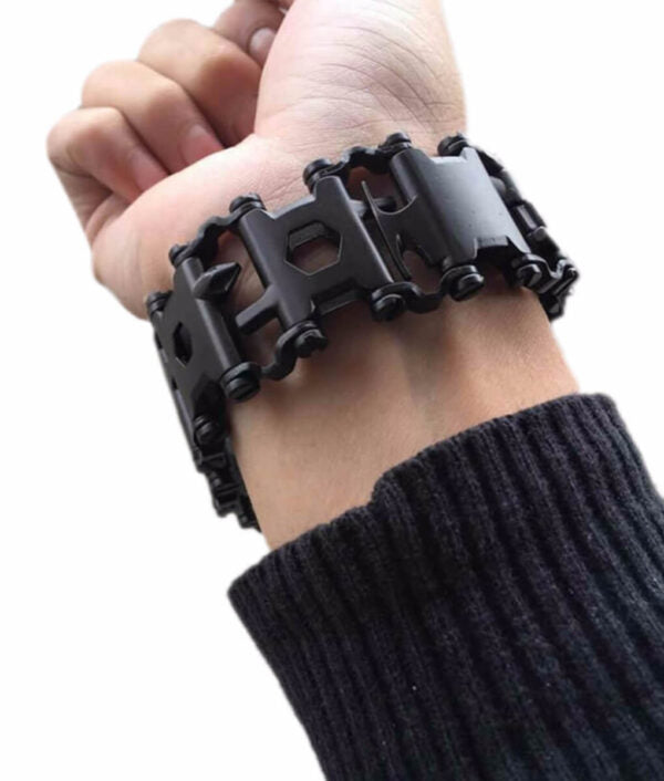 29 in 1 Multi Tool Bracelet Tread Bracelet Stainless Steel Outdoor Bolt Driver Tools Kit Travel Wearable Camping Emergency Kit