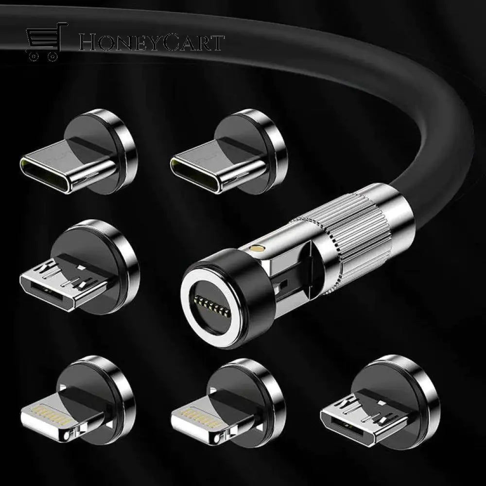 3 In 1 Fast Charge Magnetic Cable Black / 3.9Ft (1.2M) 6 Tips