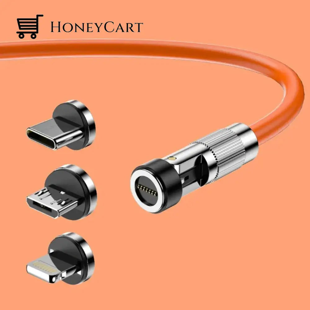 3 In 1 Fast Charge Magnetic Cable Orange / 3.9Ft (1.2M) Tips