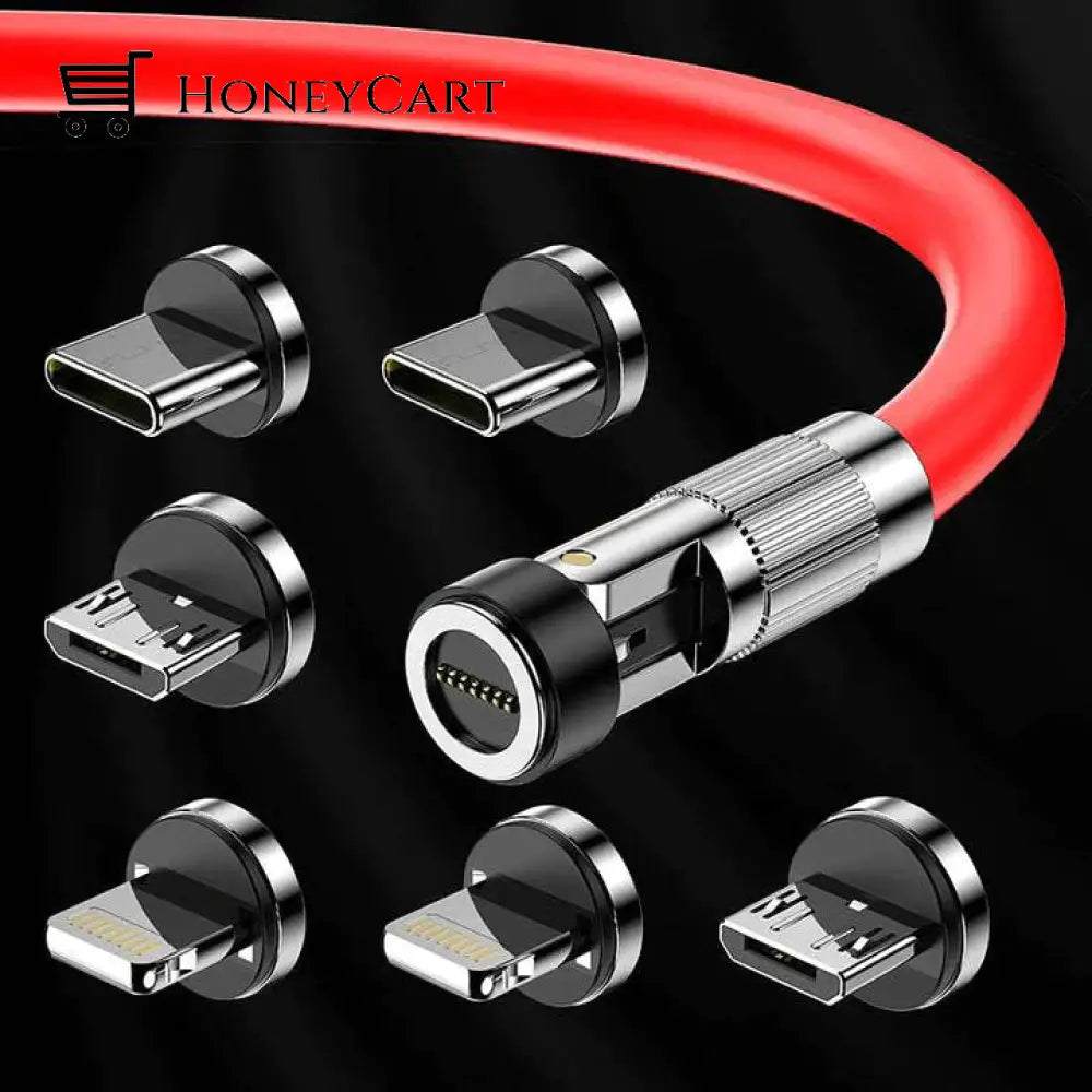 3 In 1 Fast Charge Magnetic Cable Red / 3.9Ft (1.2M) 6 Tips