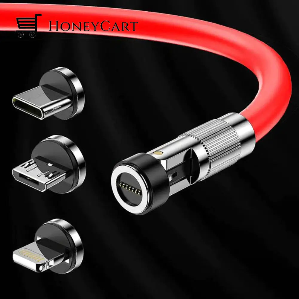 3 In 1 Fast Charge Magnetic Cable Red / 3.9Ft (1.2M) Tips
