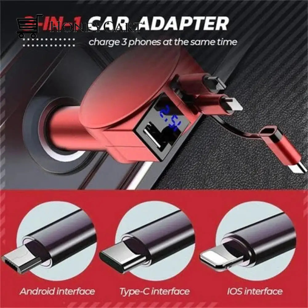 3 In 1 Retractable Fast Charging Car Adapter Tool