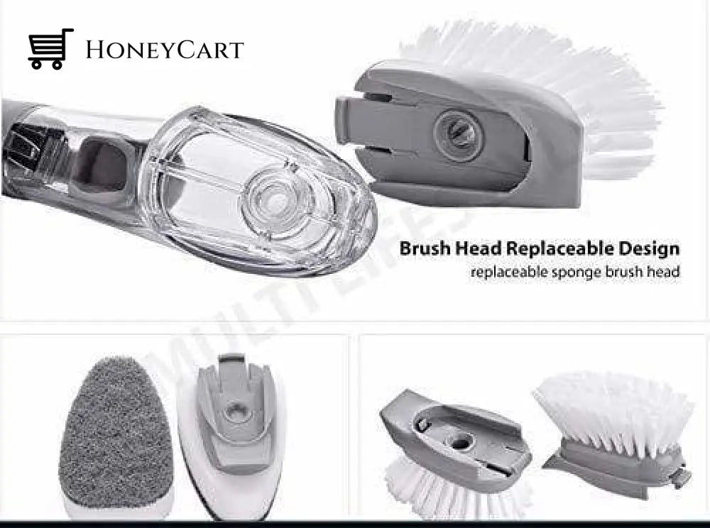 3 In 1 Washing Scrubber Brush With Refill Liquid Soap Utensils