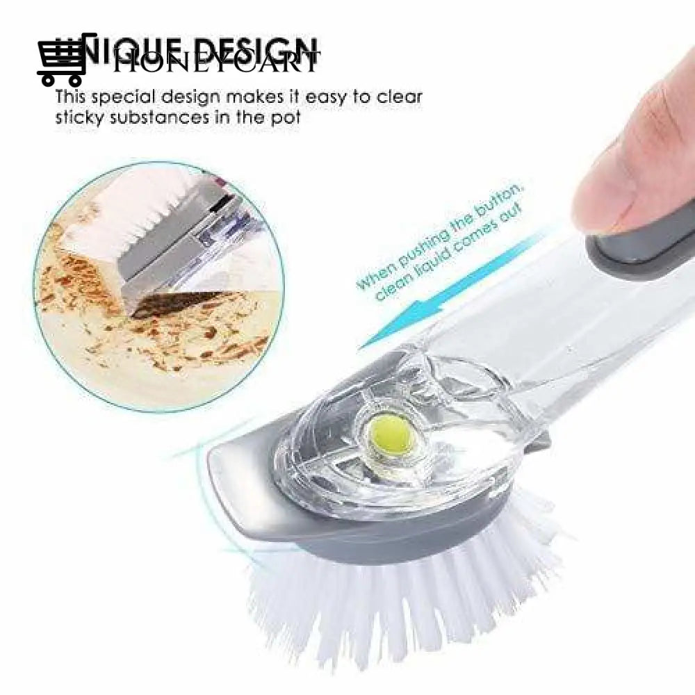3 In 1 Washing Scrubber Brush With Refill Liquid Soap Utensils