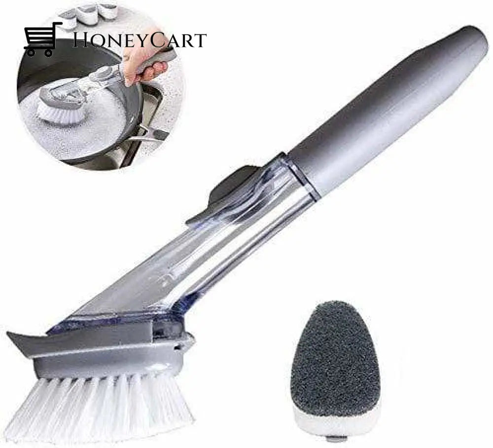 3 In 1 Washing Scrubber Brush With Refill Liquid Soap Utensils