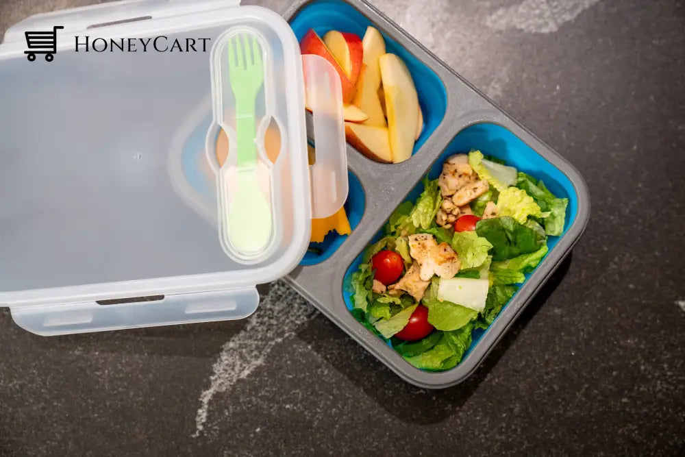 3 Pack | Blue Collapsible Meal Container Storage