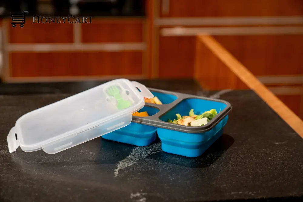 3 Pack | Blue Collapsible Meal Container Storage