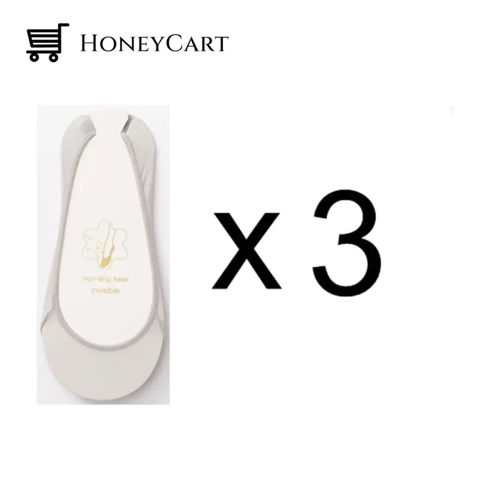 3 Pairs Invisible Boat Socks Women Summer Silicone Non-Slip 8 / Eu Size 36-41