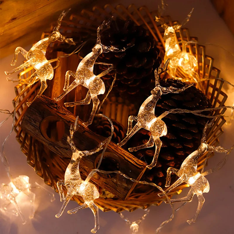 LED Deer Fairy Lights – Battery-Powered Holiday String Lights