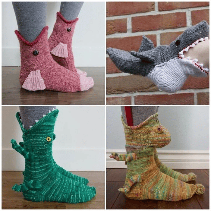 3D knitted Crocodile Socks | Shark Socks | Elephant Socks |
