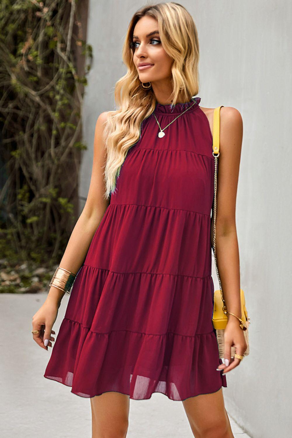 Back Ruffle Collar Dress