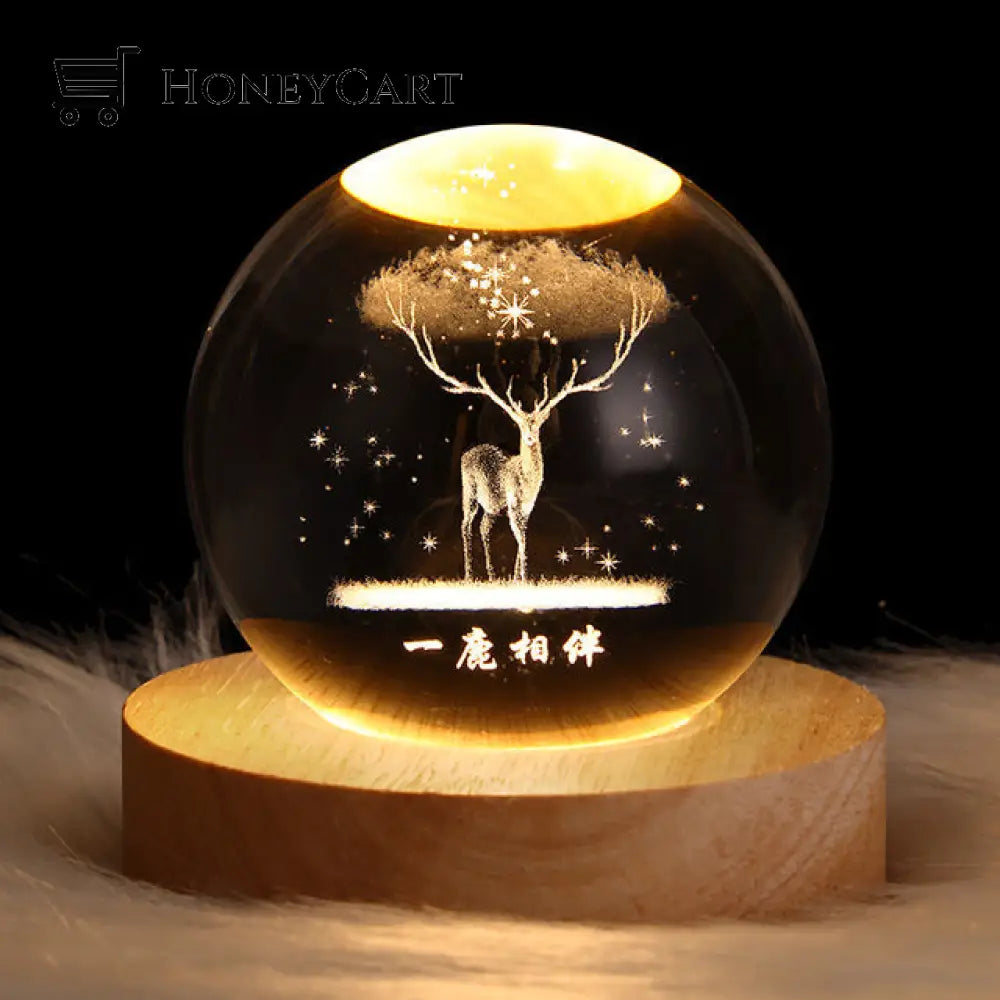 3D Planet Crystal Ball Deer