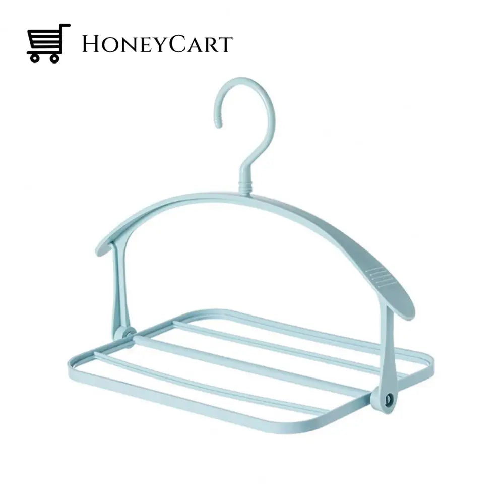 4-Layer Foldable Clothes Hanger Blue Hangers
