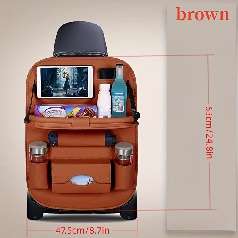Car Multifunctional Rear Seat Organizer Includes Foldable Table Board and Car Dining Tray
