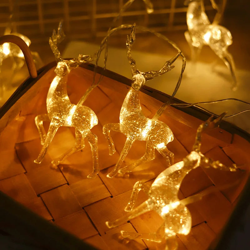 LED Deer Fairy Lights – Battery-Powered Holiday String Lights