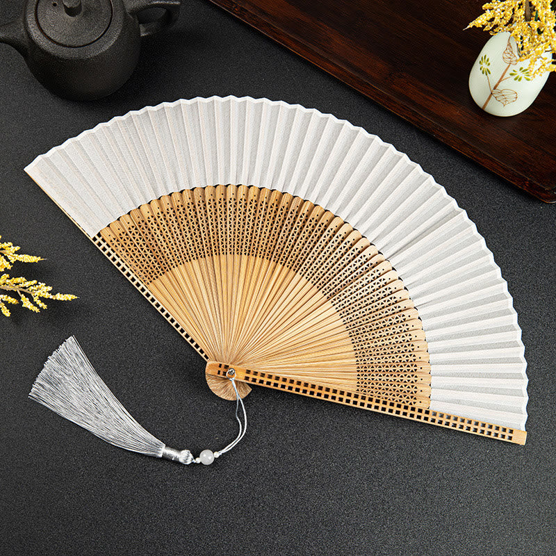 Vintage Bamboo Handheld Silk Folding Fan