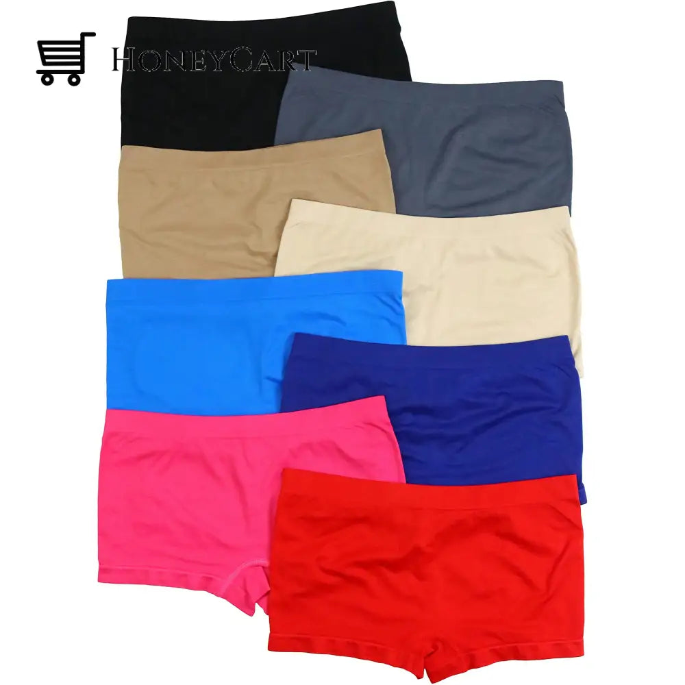 6-Pack: Tobeinstyle Womens Stretch Microfiber Cheeky Boyshort Panties Swimwear & Lingerie