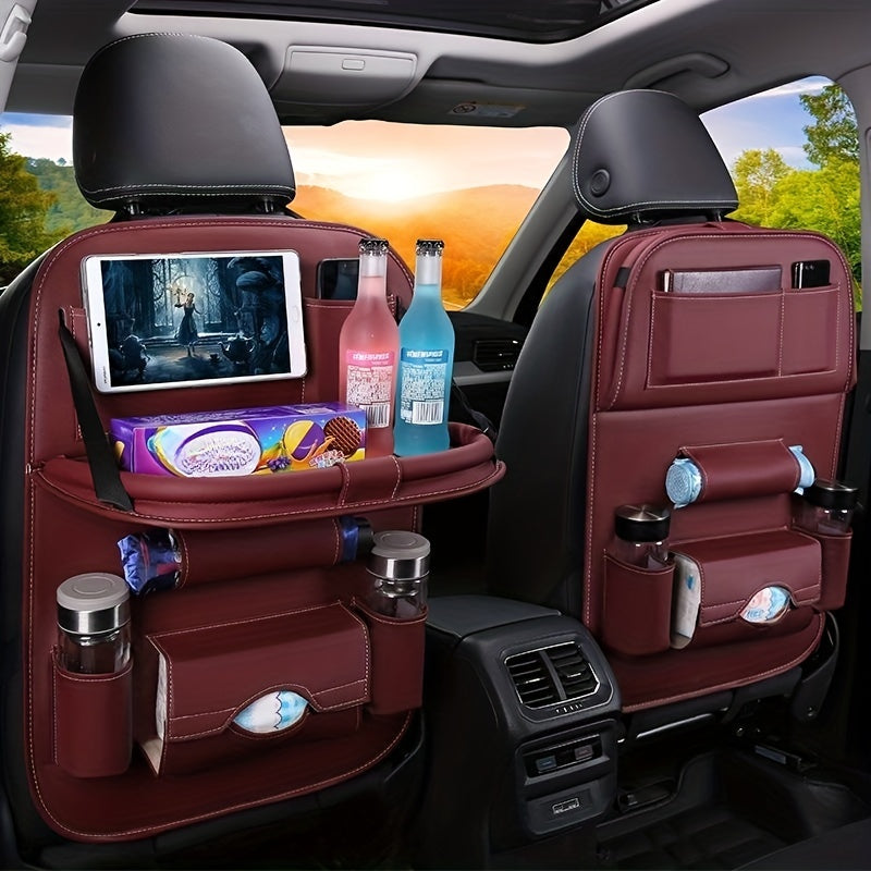 Car Multifunctional Rear Seat Organizer Includes Foldable Table Board and Car Dining Tray