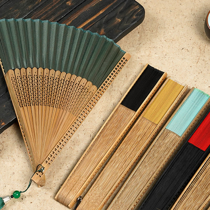 Vintage Bamboo Handheld Silk Folding Fan