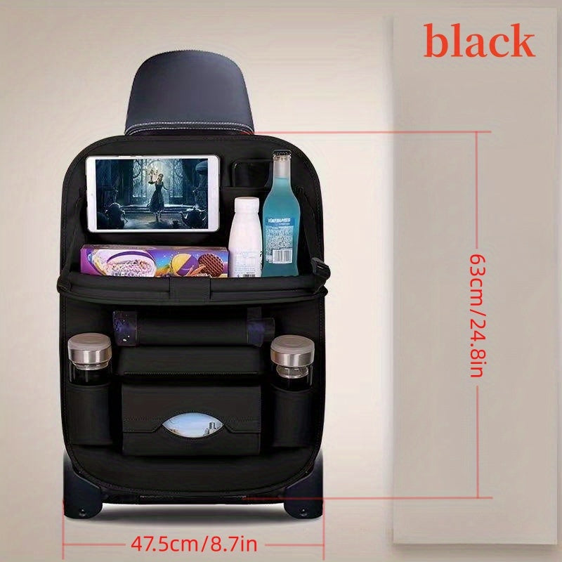Car Multifunctional Rear Seat Organizer Includes Foldable Table Board and Car Dining Tray