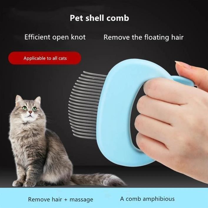 Massage & Grooming Pleasure for Cat - Hair Removal Massaging Shell Comb