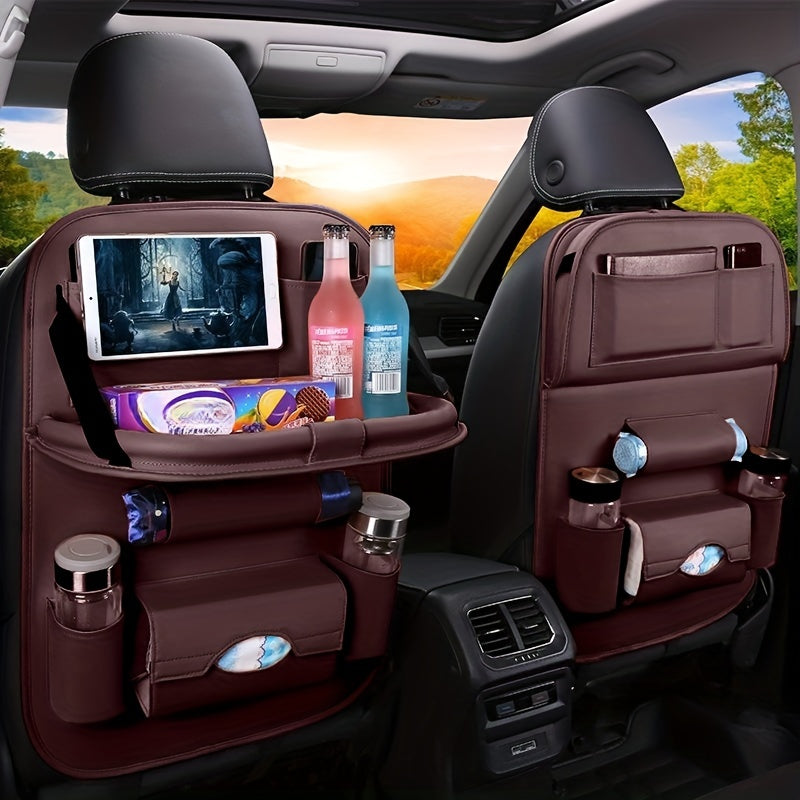 Car Multifunctional Rear Seat Organizer Includes Foldable Table Board and Car Dining Tray