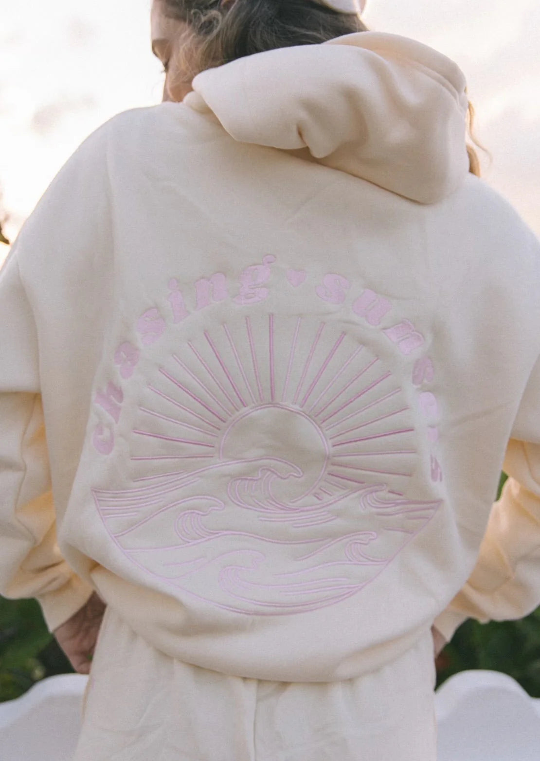 Pink Palm Puff "Everything Comes in Waves" Oversized Hoodie