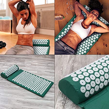 Acupuncture Pillow Massage Yoga Mat Body Stress Pain Reliever Set